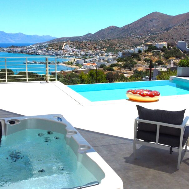 Sea view, private pool and hot tub from Elounda sunshine Place