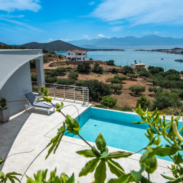 Private pool and sea from Elounda Sunshine Place